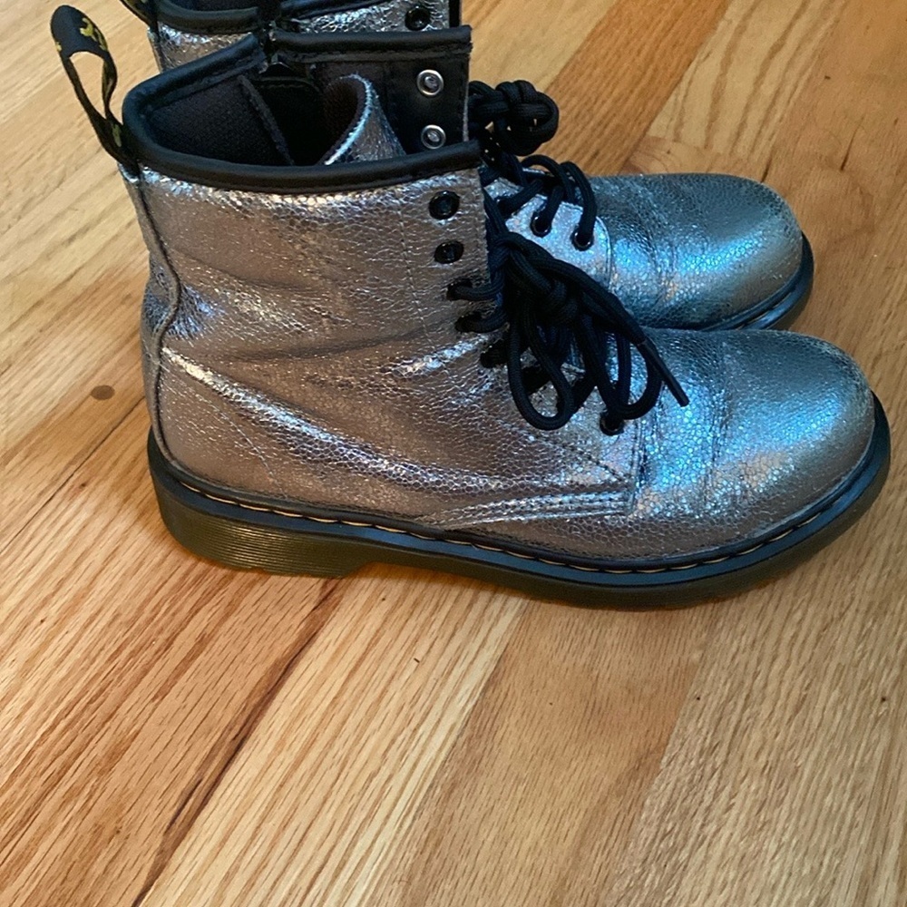 Dr. Martens Blue Metallic 1460 Kids Boots